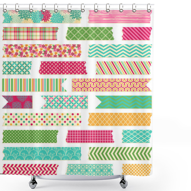 Personality  Vector Collection Of Cute Patterned Washi Tape Strips Shower Curtains