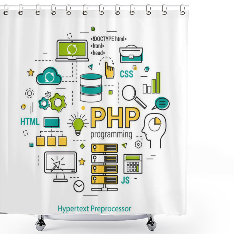 Personality  PHP Line Art Concept Shower Curtains