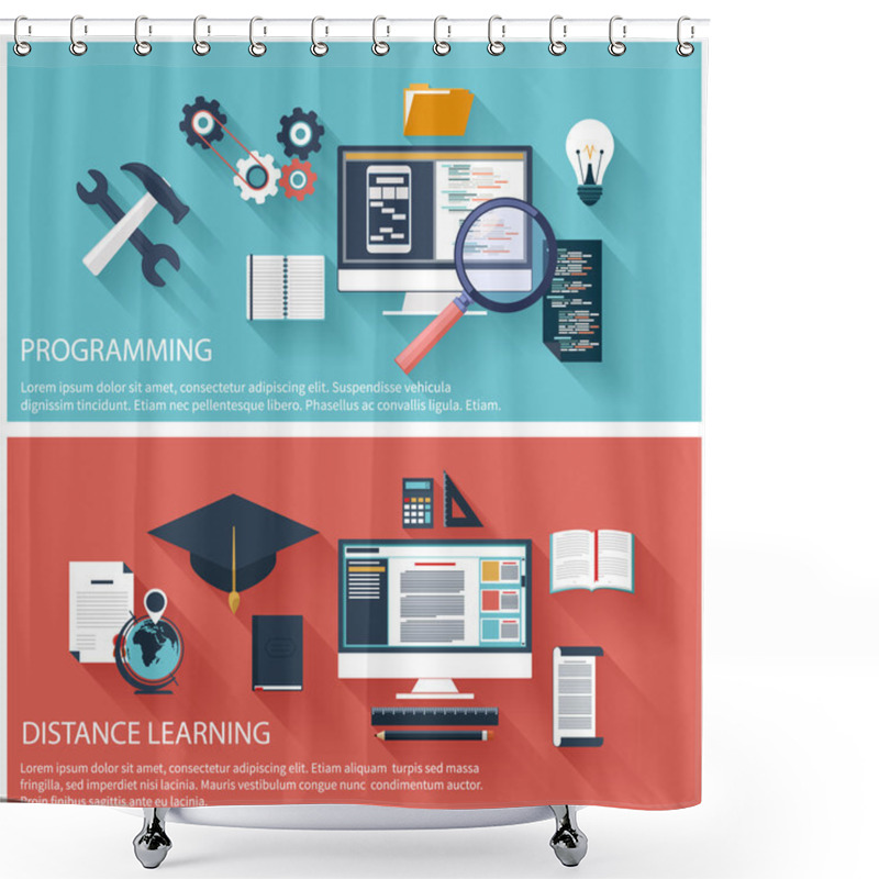 Personality  Concept Of Program Coding And Distance Education Shower Curtains