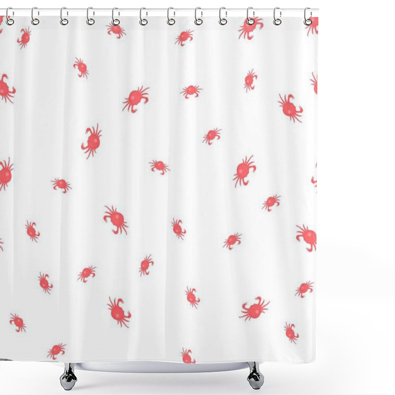 Personality  Seamless Pattern With Red Crabs On White Background. Vector Illustration Shower Curtains