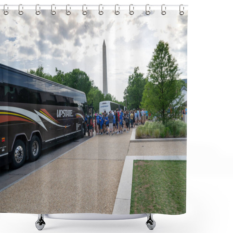 Personality  Washington DC - May 9, 2019: Crowds Of Teens And Kids On Field T Shower Curtains