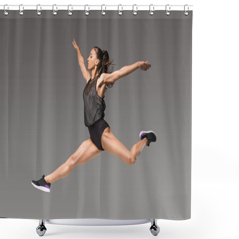 Personality  Athletic Girl Jumping Shower Curtains