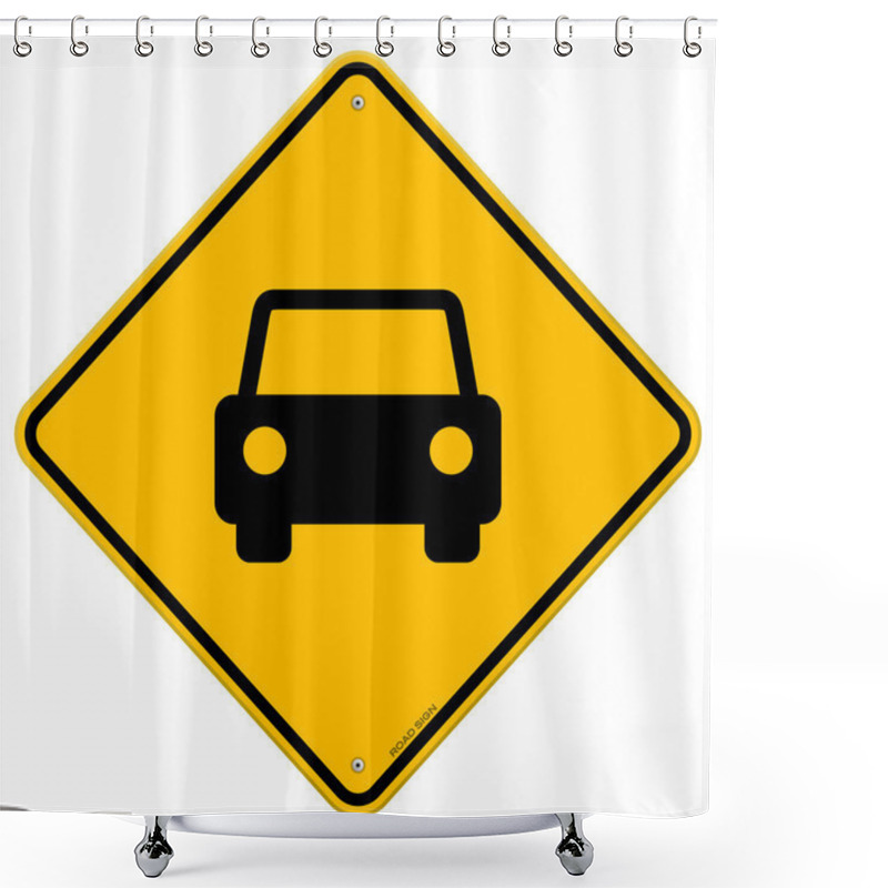 Personality  Yellow Sign With Car Shower Curtains