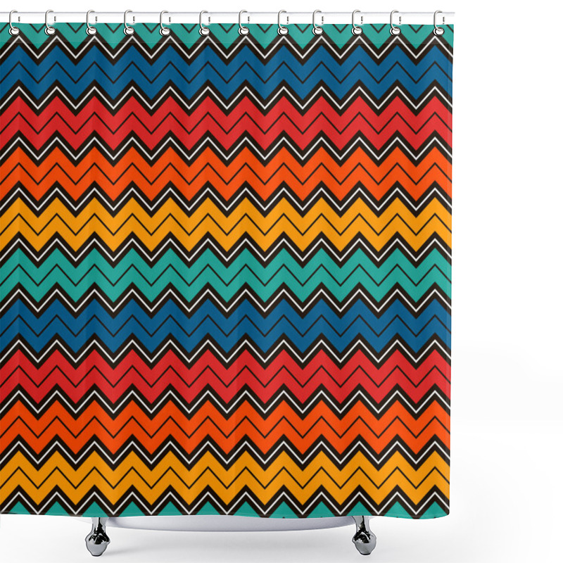 Personality  Chevron Stripes Background. Bright Seamless Pattern With Classic Geometric Ornament. Zigzag Horizontal Lines Wallpaper. Shower Curtains