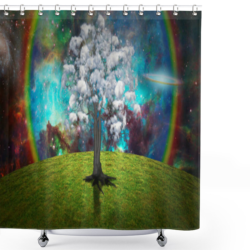 Personality  Tree With Clouds. Surreal Landscape Shower Curtains