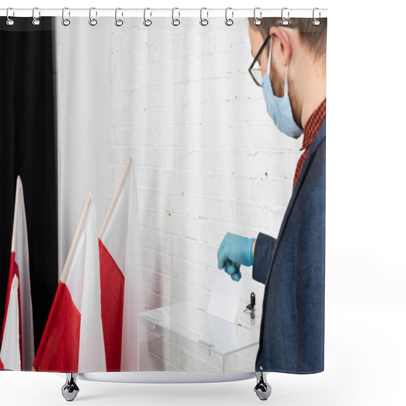 Personality  Ballot Box. The Voter Casts His Vote. Election Of The President Of Poland. Special Vote. Shower Curtains