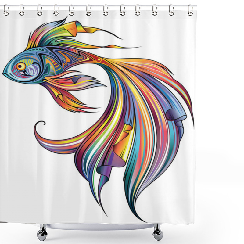 Personality  Abstract Fish Illustration Shower Curtains