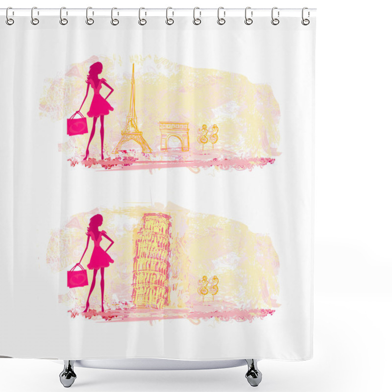 Personality  Beautiful Women Shopping In France And Italy Shower Curtains