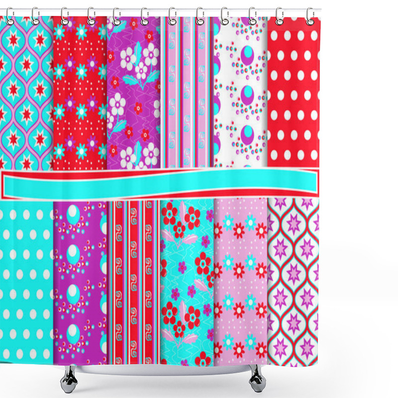 Personality  Abstract Floral Vector Set Of Scrapbook Paper Shower Curtains