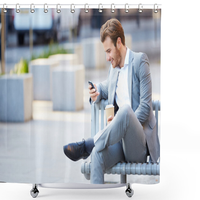 Personality  Businessman  Using Mobile Phone Shower Curtains