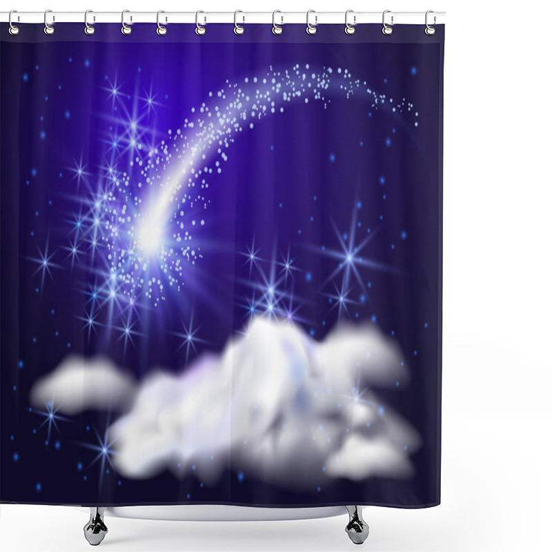 Personality  Flying Comet In The Sky Shower Curtains