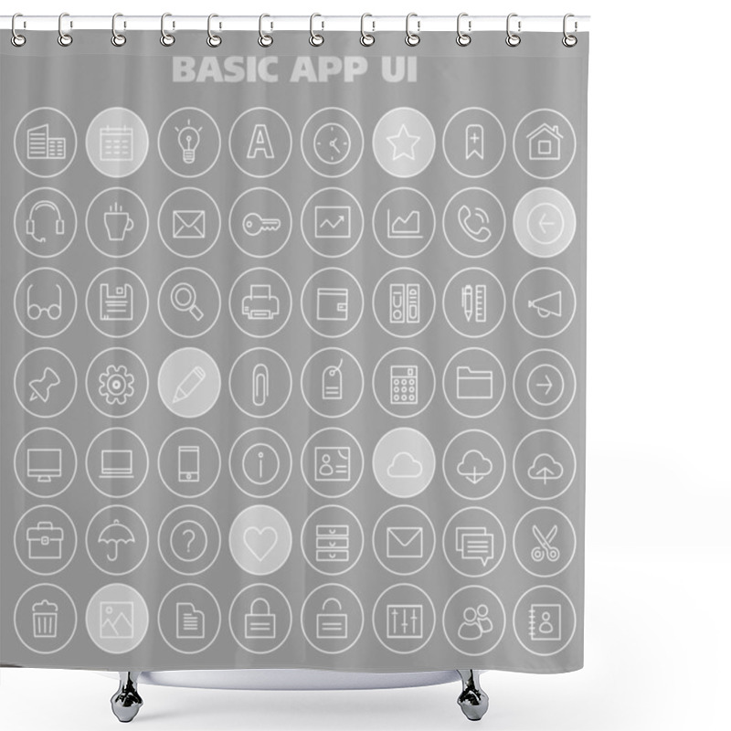 Personality  Big Basic App UI, UX And Office Linear Icon Set Shower Curtains