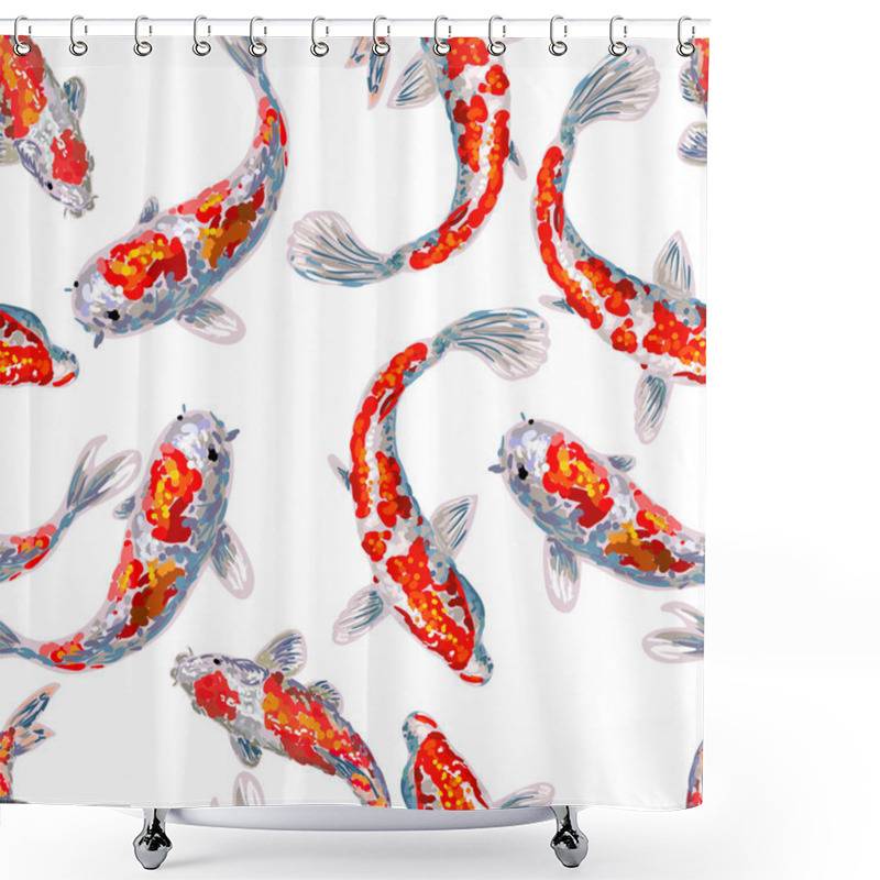 Personality  Seamless Japan Pattern With Koi Fish  Shower Curtains