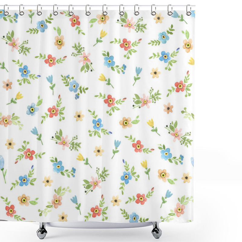 Personality  Seamless Pattern With Forget Me Not Flowers . Hand Painted Water Shower Curtains