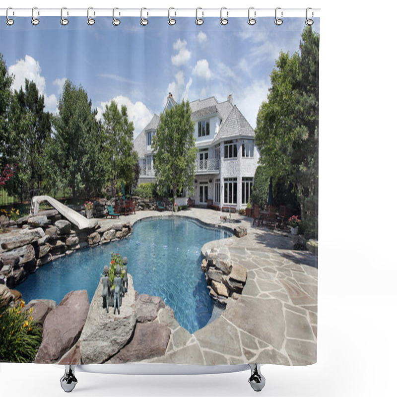 Personality  Luxury Home With Swimming Pool Shower Curtains