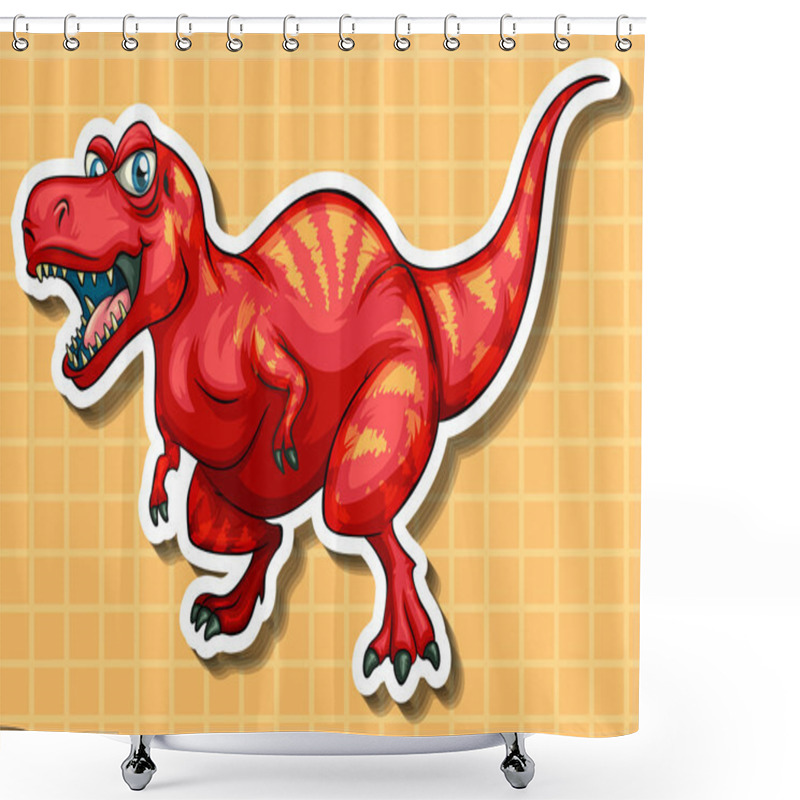 Personality  Red Dinosaur With Sharp Teeth Shower Curtains