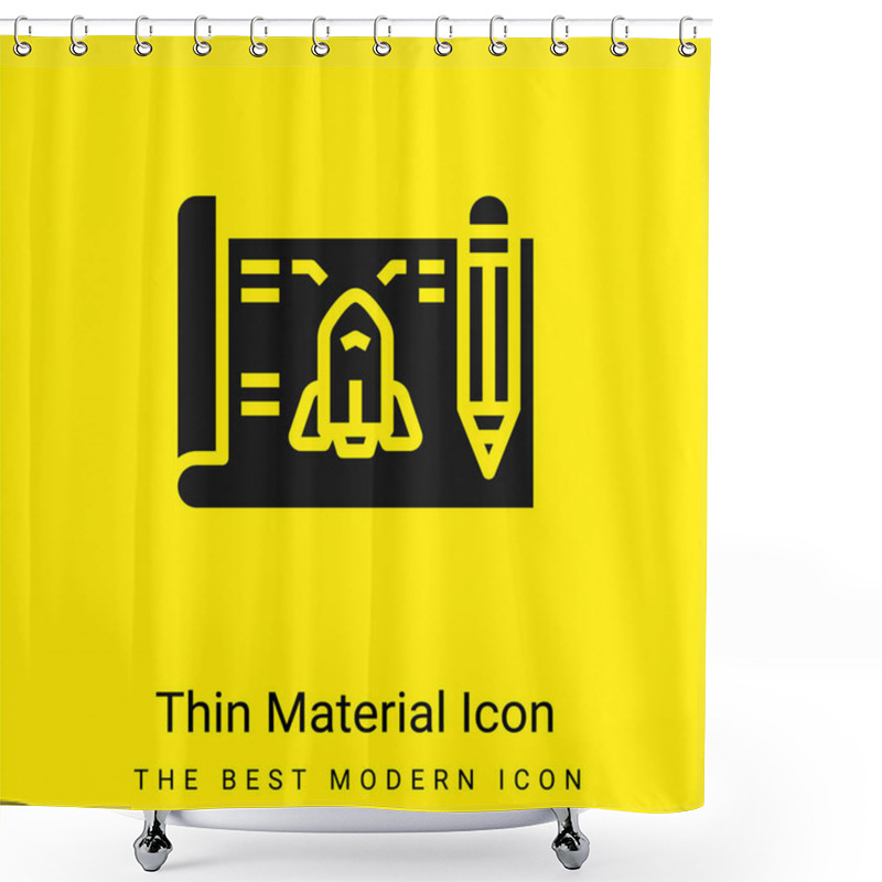 Personality  Blueprint Minimal Bright Yellow Material Icon Shower Curtains