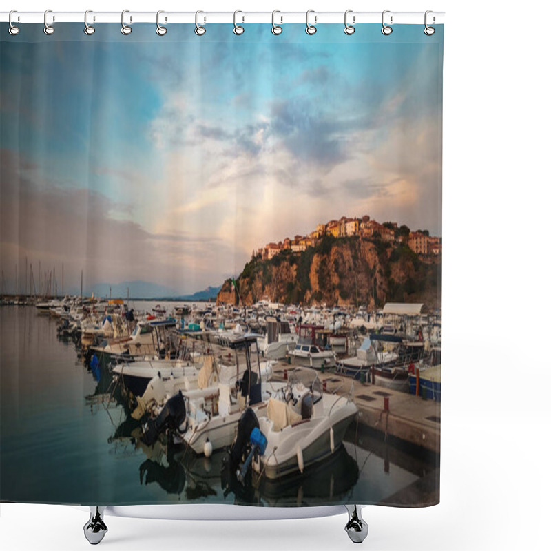 Personality  Port With Yachts And Boats In Agropoli. Porto Di Agropoli. Shower Curtains