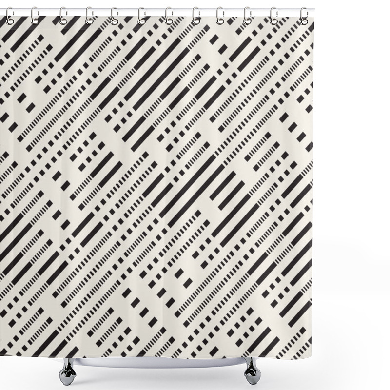 Personality  Black And White Irregular Dashed Lines Pattern. Abstract Vector Seamless Background Shower Curtains