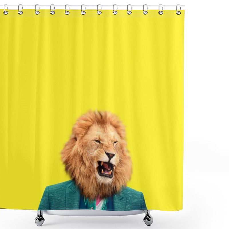 Personality  Contemporary Art College, Man In The Form Of A Lion Shower Curtains