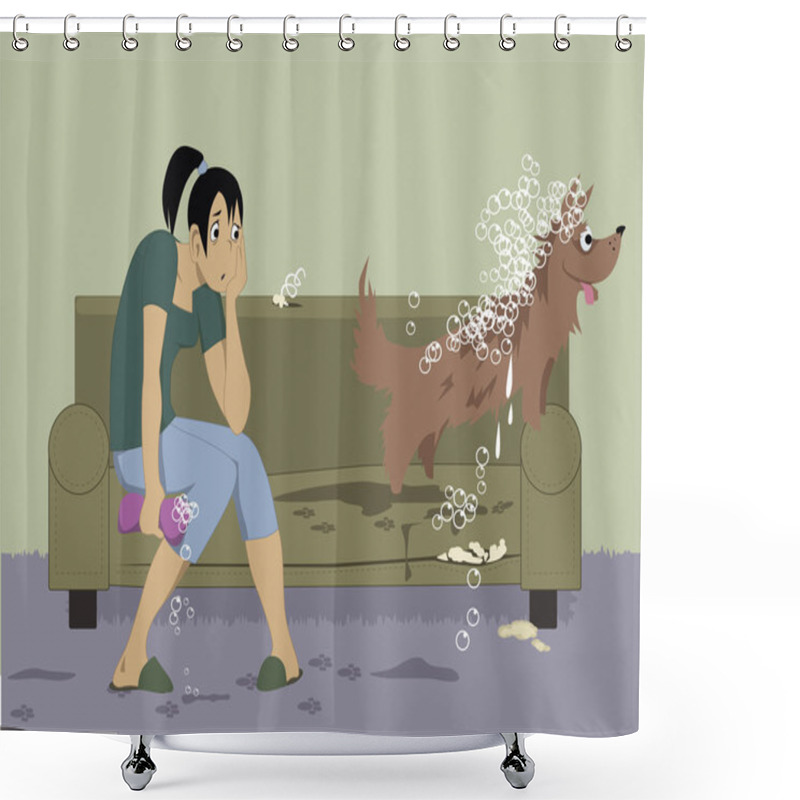 Personality  Washing A Dog Shower Curtains