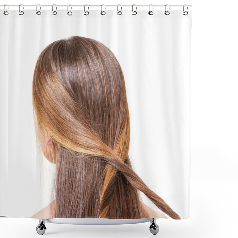 Personality  The Girl With Long Brown Hair Braided Strands Of Isolated. Shower Curtains