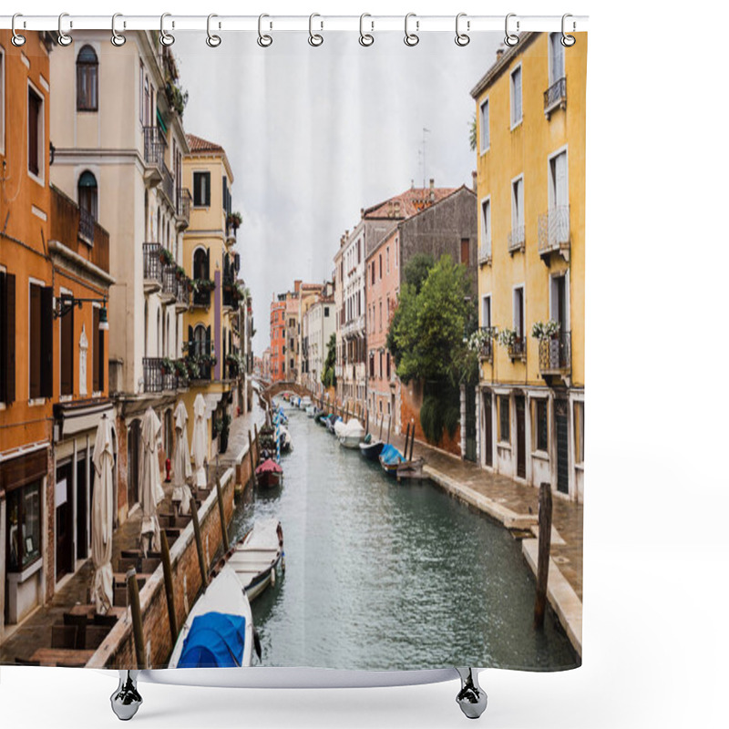 Personality  Motor Boats Near Ancient And Bright Buildings In Venice, Italy  Shower Curtains