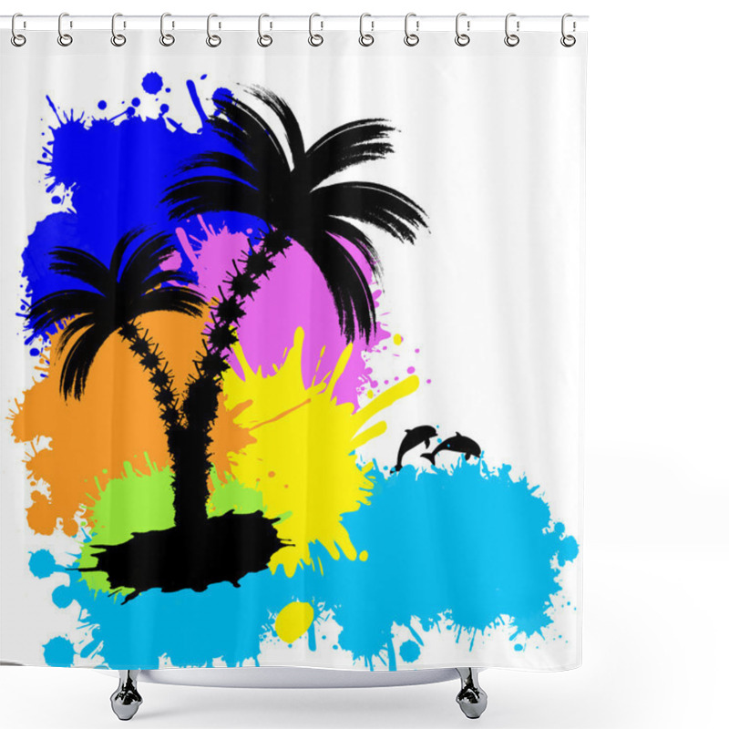 Personality  Tropical Background With Palms Shower Curtains