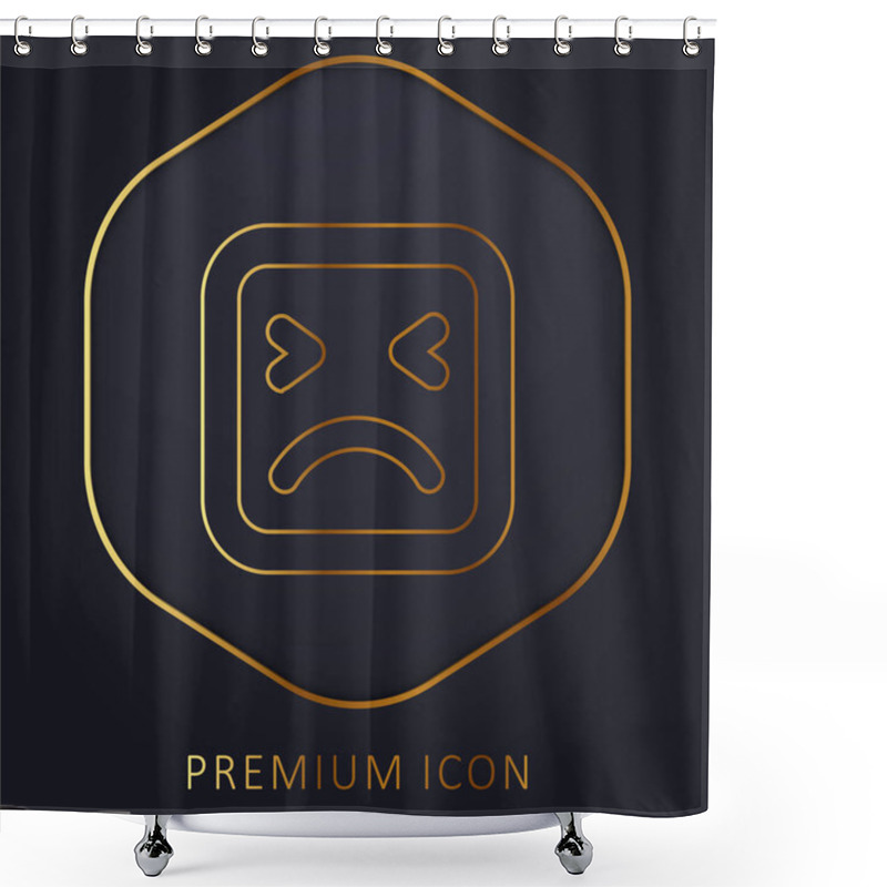 Personality  Angry Face Of Square Shape Outline Golden Line Premium Logo Or Icon Shower Curtains