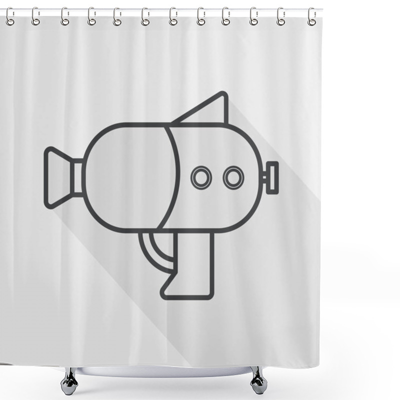 Personality  Water Gun Flat Icon With Long Shadow, Line Icon Shower Curtains