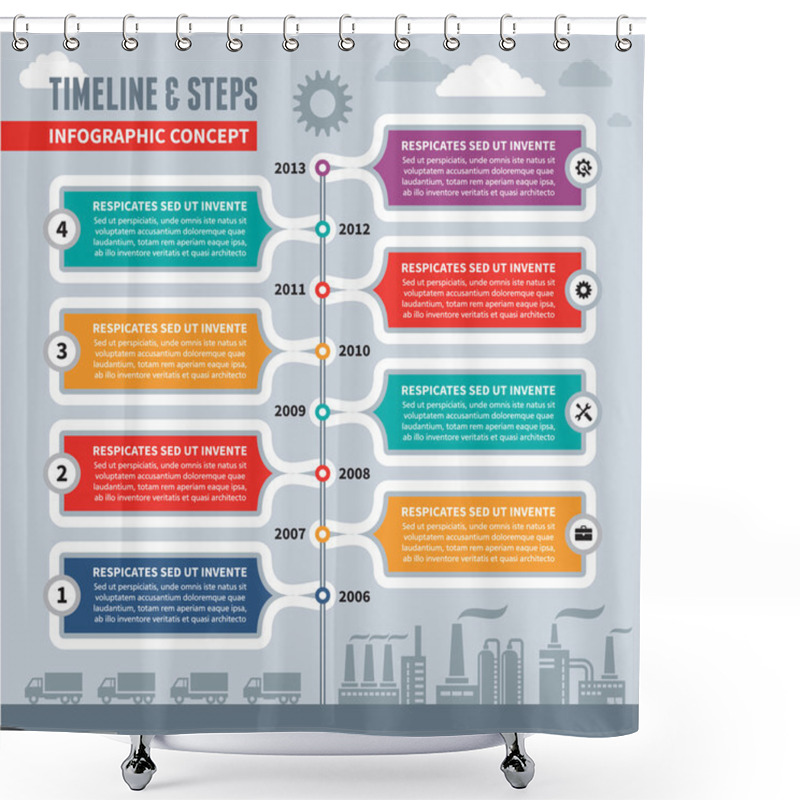 Personality  Infographic Vector Concept - Timeline & Steps Shower Curtains