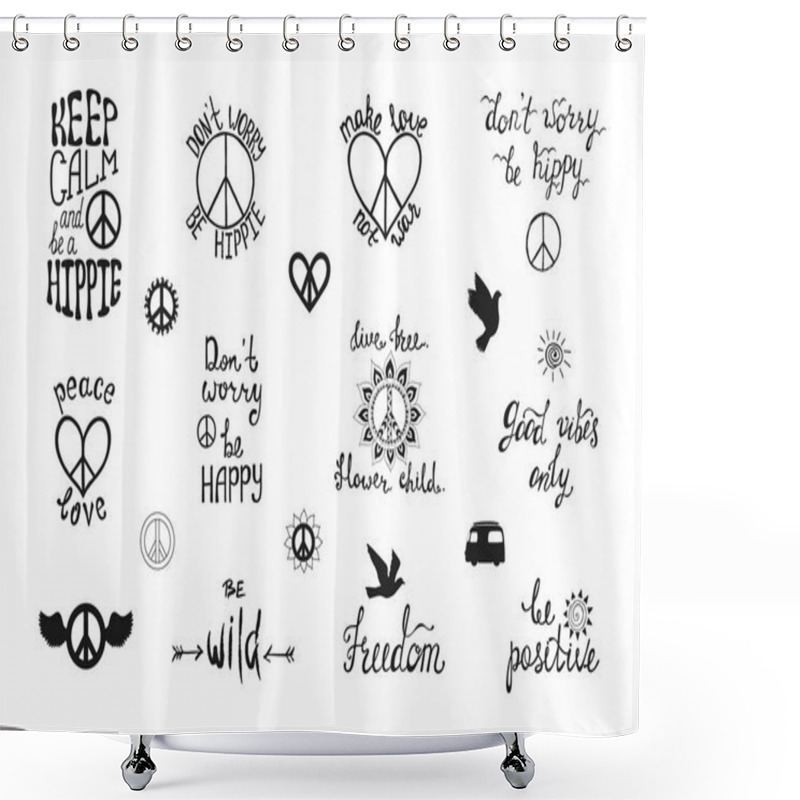 Personality  Vector Set Of Hand Drawn Calligraphy Phrases. Hippie Typography  Shower Curtains