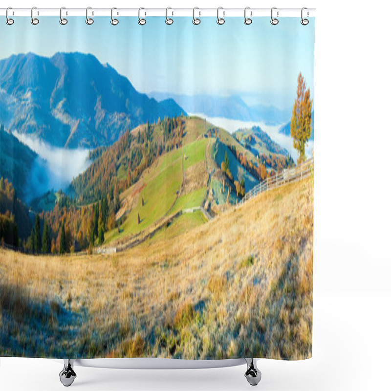 Personality  Autumn Misty Morning Mountain Panorama Shower Curtains