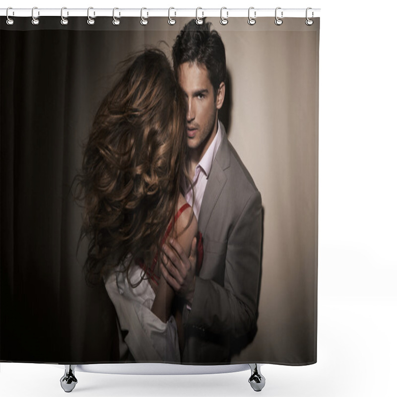 Personality  Handsome Guy With His Sensual Girlfriend Shower Curtains