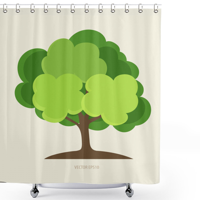 Personality  Paper Green Tree, Vector Illustration. Shower Curtains