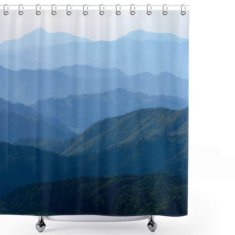 Personality  Misty Horizons Blue Tones Shower Curtains