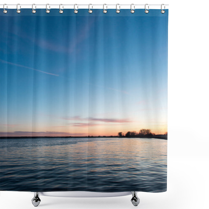 Personality  Beautiful Sunrise Over The Lake Shower Curtains