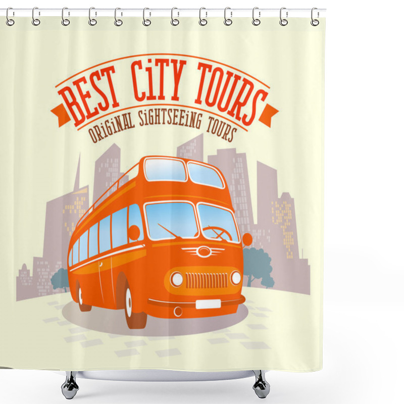 Personality  Best City Tours Poster With Retro Bus Shower Curtains