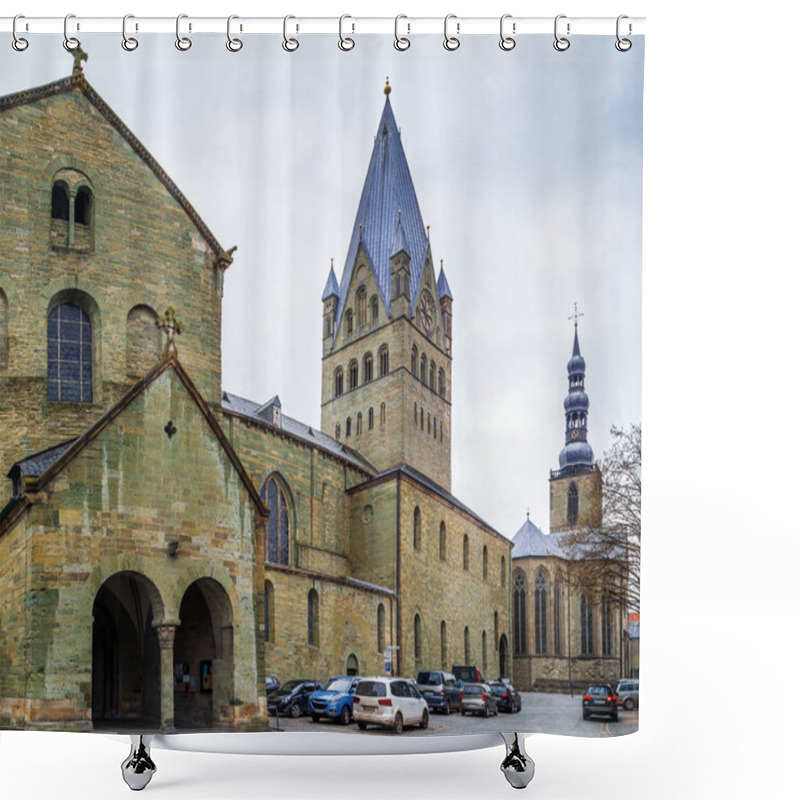 Personality  St. Patroclus Cathedra Is Romanesque Style Basilica And Town Hall In Soest, Germany Shower Curtains