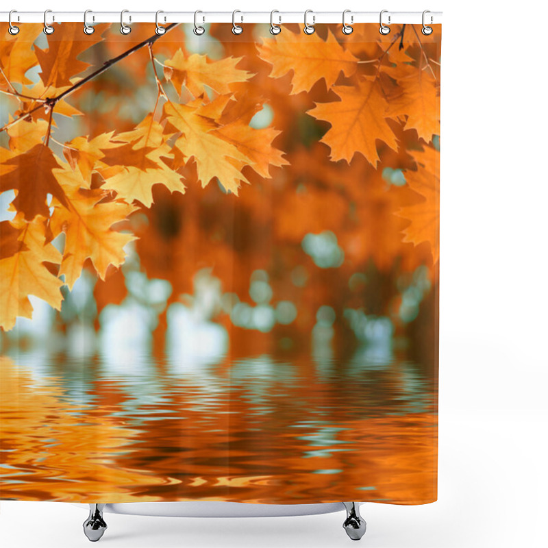 Personality  Red Autumn Leaves Reflecting In The Water Shower Curtains