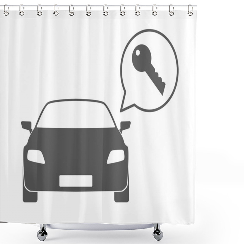 Personality  Car With A Comic Balloon And A Key  Icon Shower Curtains