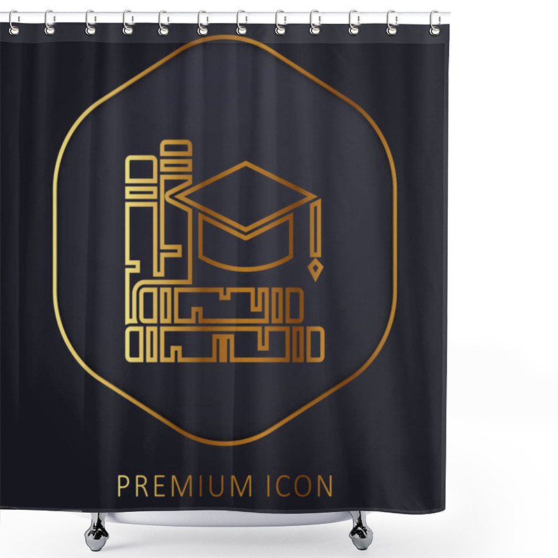 Personality  Book Golden Line Premium Logo Or Icon Shower Curtains