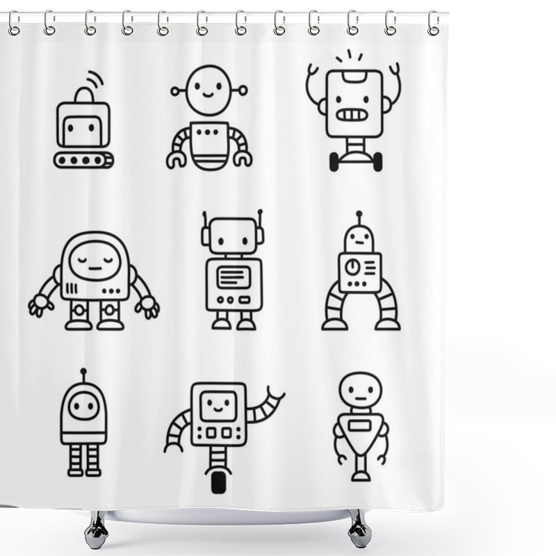 Personality  Cute Cartoon Robots Shower Curtains