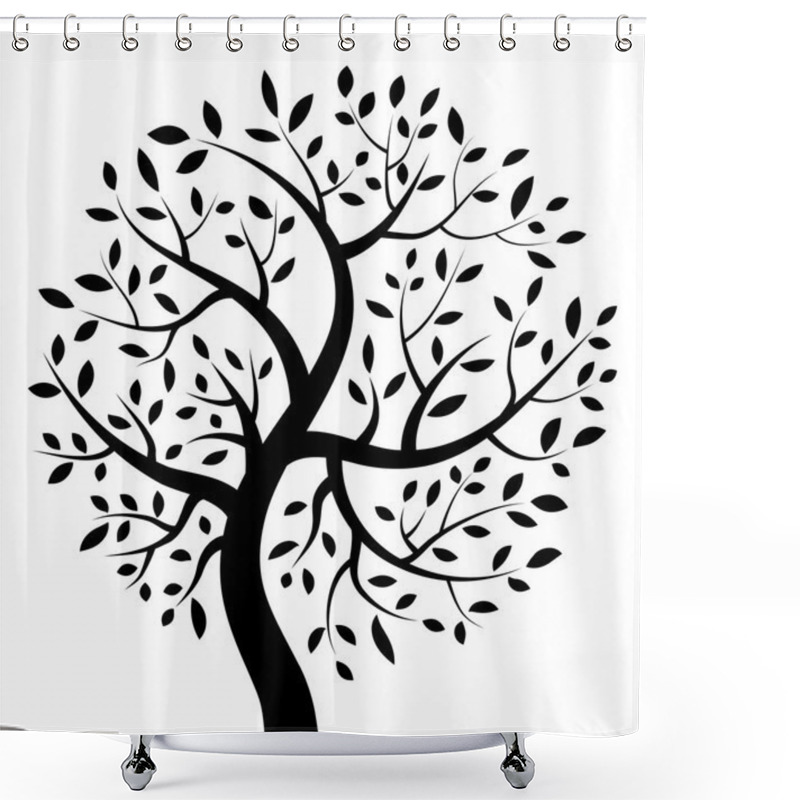 Personality  Black Tree Icon Shower Curtains