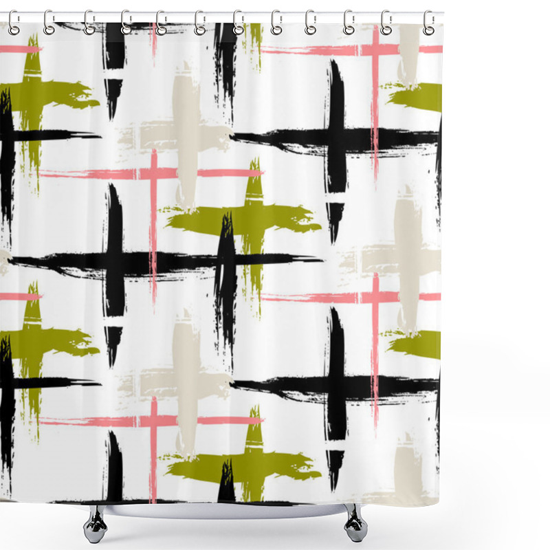 Personality  Pattern With Stripes And Crosses Shower Curtains