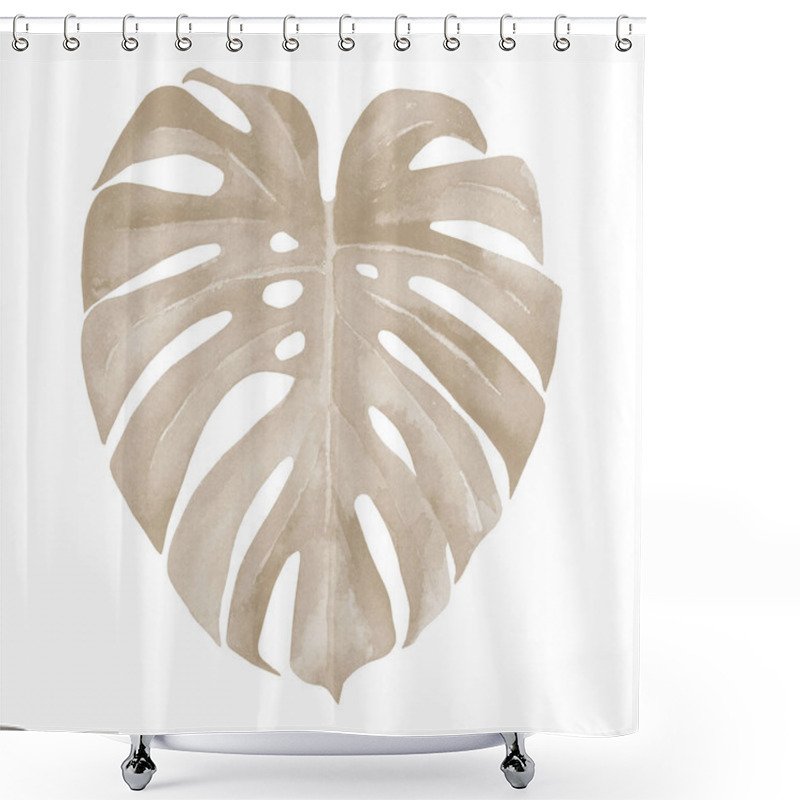 Personality  Ivory Pastel Monstera Leaf. Heart Shaped Leaf. Pale Tropical Leaves. Neutral Design For A Invitation, Greeting, Card, Postcard, Textile, Wrapper Pattern, Frame Or Border. Watercolour Illustration Shower Curtains