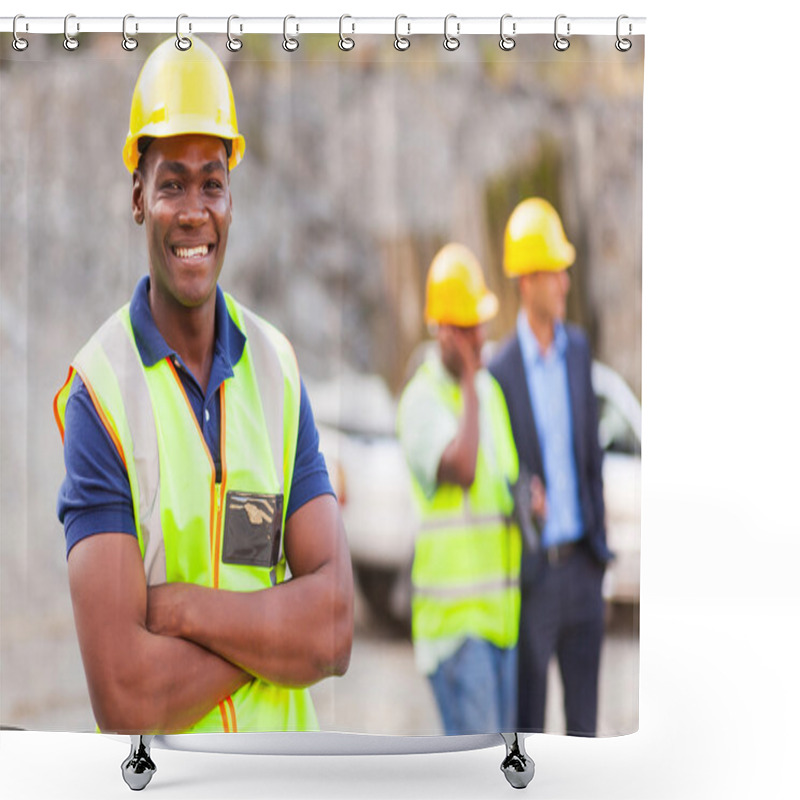 Personality  African Industrial Worker With Arms Folded Shower Curtains