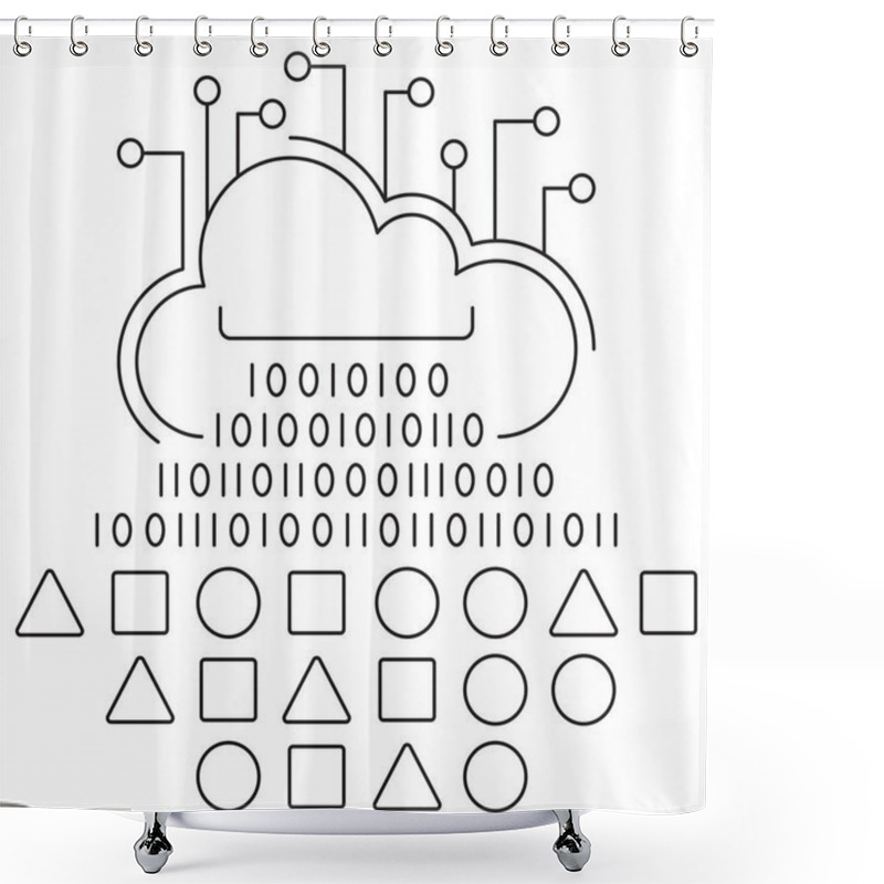 Personality  Big Data Icon. Simple Outline Monochrome Black Vector Pictogram With Thin Lines On A Transparent Background. Line Thickness Is Editable Shower Curtains