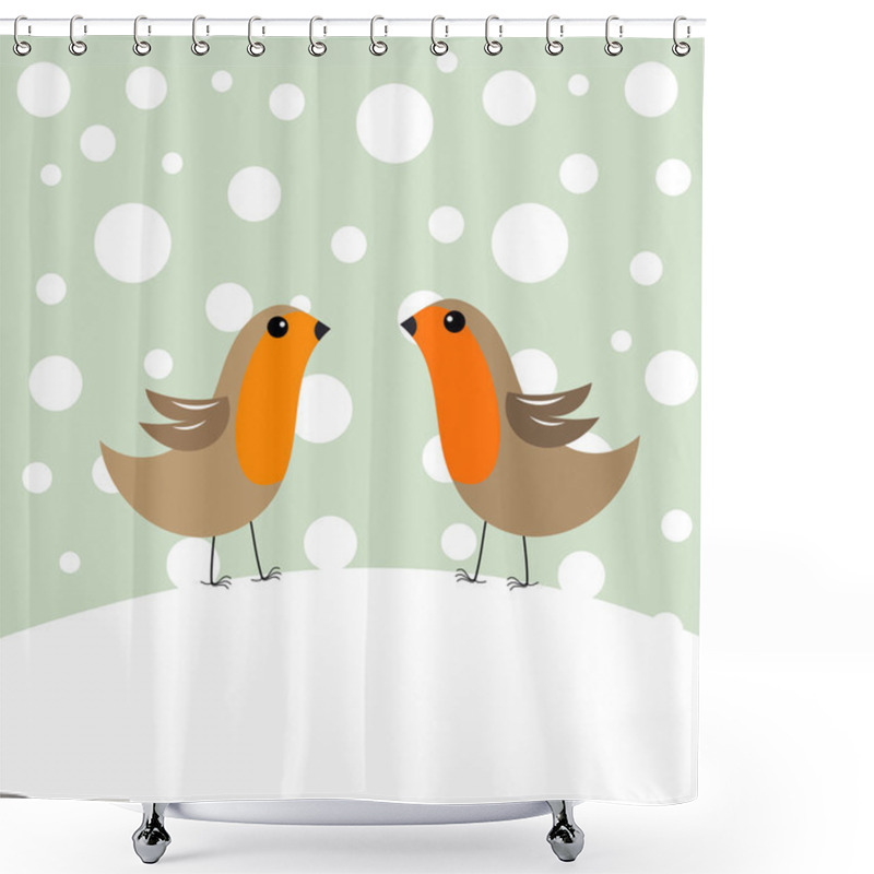 Personality  Bird Couple In Winter Shower Curtains