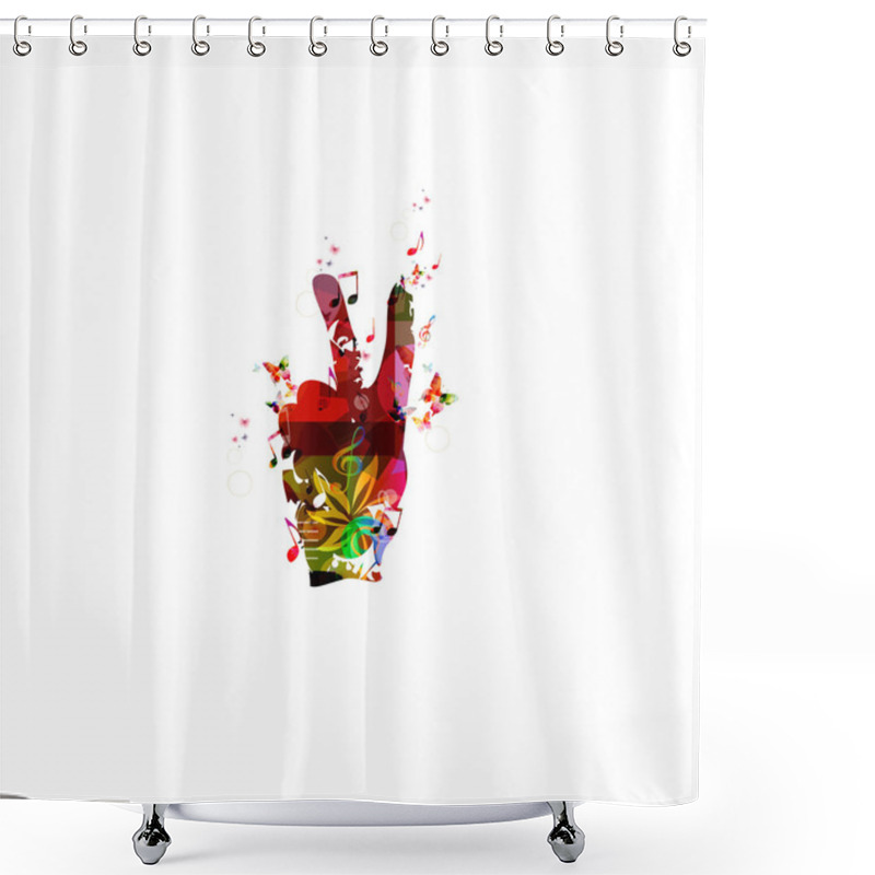 Personality  Hand Giving Peace Sign Shower Curtains